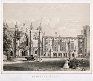 West aspect of Newstead Abbey, Nottinghamshire, c. 1860 by Waterlow and Sons