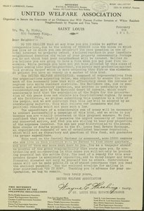 Letter from Wayne E. Wheeling, United Welfare Association, to Dear Neighbor, February 5, 1915