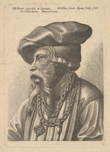Bearded man with chain necklace by Wenceslaus Hollar