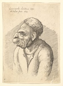 Bust of a Man with Hooked Nose, Prominent Upper Lip, Open Mouth and Short Curly Hair by Wenceslaus Hollar