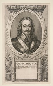 Charles I and the Camps of his Army in the Scottish War (cut version: portrait only) by Wenceslaus Hollar