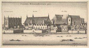 Ciuitatis Westmonasteriensis pars Westminster from the River, 1647 by Wenceslaus Hollar