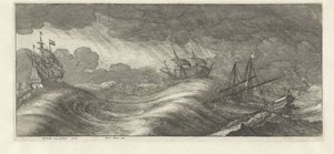 Galley and Other Ships in a Sea Storm (Sea Storms series) by Wenceslaus Hollar