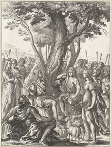 Shepherd Meliboeus Judging the Play of Shepherds Corydon and Thyrsis (series: Works of Virgil) by Wenceslaus Hollar