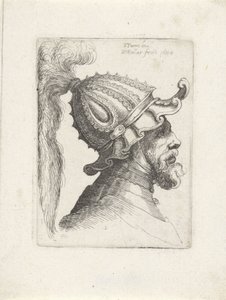 Head of a Man with Plumed Helmet by Wenceslaus Hollar