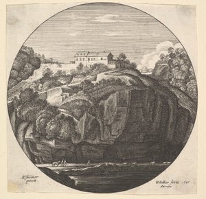 Landscape with a House on Cliffs by Wenceslaus Hollar