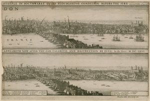 London, before and after the Great Fire by Wenceslaus Hollar