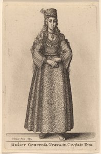 Generous Greek Woman in the City of Pera by Wenceslaus Hollar