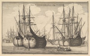 Dutch Freighters or Flutes by Wenceslaus Hollar
