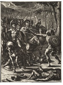 Nisus slaying Volscens. State 2 by Wenceslaus Hollar
