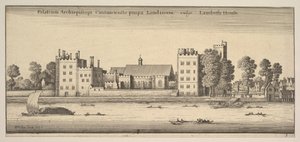 Palatium Archiepiscopi Cantuariensis prope Londinum vulgo Lambeth House Lambeth House: Plate, 1647 by Wenceslaus Hollar