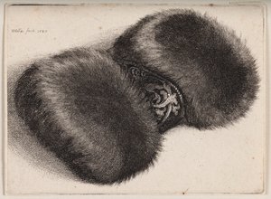 Fur Muff with a Brocade Ribbon by Wenceslaus Hollar