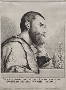 Portrait of Pietro Aretino by Wenceslaus Hollar