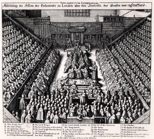 The Trial of the Thomas Wentworth, Earl of Strafford in 1641 by Wenceslaus Hollar
