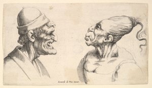Two Deformed Heads by Wenceslaus Hollar