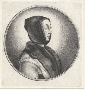 Woman with Black Headscarf and Fur Stole by Wenceslaus Hollar