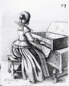 Woman Playing at a Keyboard, 1635 by Wenceslaus Hollar