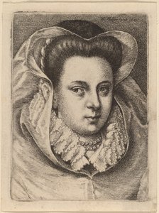 Woman with White Veil and Black Hat (Mary Stuart?) by Wenceslaus Hollar