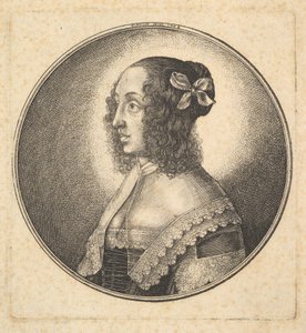 Woman with Dark Hair and a Bow in Profile to the Left by Wenceslaus Hollar