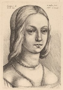 Head of Woman Looking Right by Wenceslaus Hollar after Lorenzo di Credi