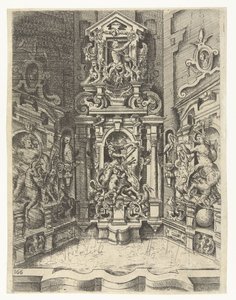Large Fountain Built Between Three Walls (Fountains, Wells, Chimneypieces, Capitals, Windows, and Altarpieces) by Wendel Dietterlin (I)