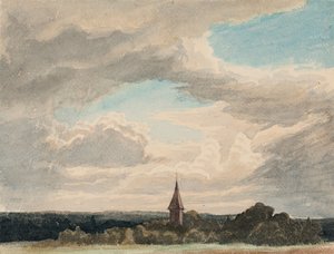 Steeple in a Landscape in Odenthal, Study by Werner Holmberg