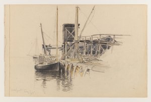 Sailboat Docked, Newport by Whitney Warren