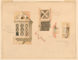 Rendering of Two Stone Lanterns, from the Castle in Amboise, France, June 14–15, 1888 by Whitney Warren Jr.