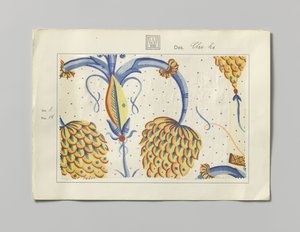 Sample with printed silk, design Chi-ki