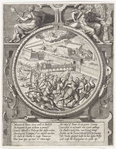 The Troops of Bourse Expel the German Soldiers of Treslong and Merville from the Citadel, 1577 by Wierix