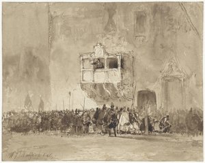 Man Addressing a Crowd from a Balcony by Wijnand Nuijen