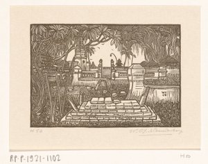 Cemetery in Singaraja on Bali by Wijnand Otto Jan Nieuwenkamp (signed by artist)