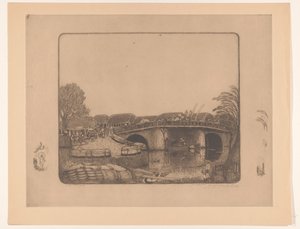 Bridge in Batavia from Aan de Kali Besar te Batavia by Wijnand Otto Jan Nieuwenkamp (signed by artist)