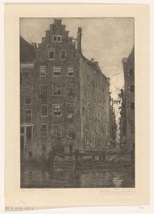 Houses on the Damrak in Amsterdam (original title: On the Damrak)