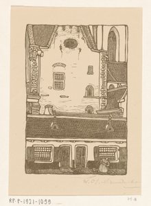 Houses Against the Sint-Bavokerk at the Oude Groenmarkt in Haarlem by Wijnand Otto Jan Nieuwenkamp (signed by artist)