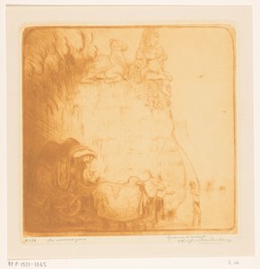 Two oxen pulling a cart through a river