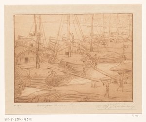 Moored Ships on the Banks of the Ganges in Benares by Wijnand Otto Jan Nieuwenkamp