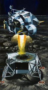 How the moon lander becomes a rocket capable of blasting astronauts off the surface of the moon by Wilf (20th century) Hardy