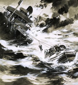 Rescue at sea by Wilf (20th century) Hardy