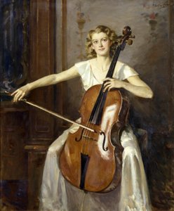 Portrait of Florence Hooton Playing the Cello by Wilfred Gabriel de Glehn