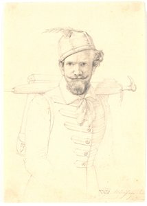 Self-Portrait with Knapsack by Wilhelm Bendz