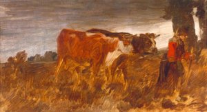 Peasant Woman with Cows by Wilhelm Busch