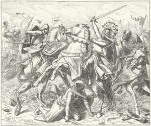 The rebel Duke Rudolf of Swabia mortally wounded at the Battle of the Elster by Wilhelm Camphausen