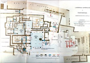 Map of the ancient city of Greece Tiryns, Heinrich Schliemann, Paris