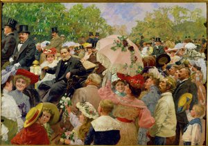 Vienna Lord Mayor Karl Lueger Riding in His Coach During the Flower-Corso in the Vienna Prater by Wilhelm Gause