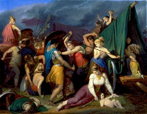 The Women of the Cimbri Defending their Wagon Fort against the Romans by Wilhelm Lindenschmit der Ältere
