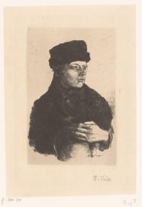 Peasant Boy with Jug by Wilhelm Maria Hubertus Leibl (signed by artist)