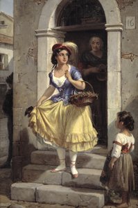 An Italian Woman on the Way to the Carnival by Wilhelm Marstrand