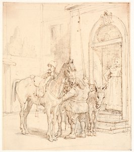 Don Quixote and Sancho Panza Outside the Inn
