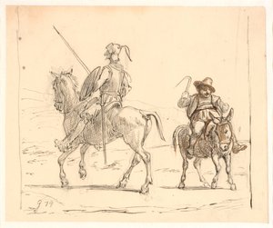 Don Quixote Riding to the Left, Sancho Panza to the Right